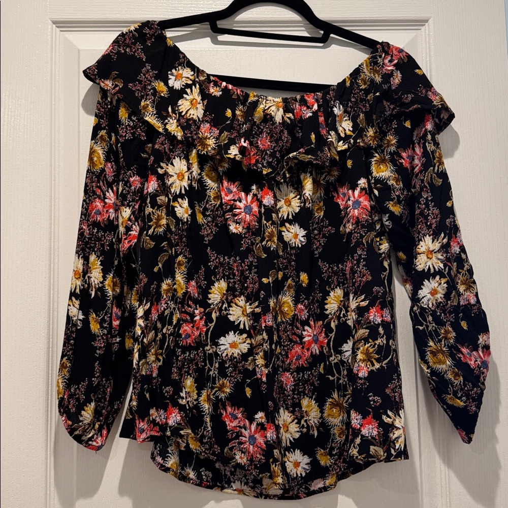 h.i.p. Floral Black Off the Shoulder Blouse